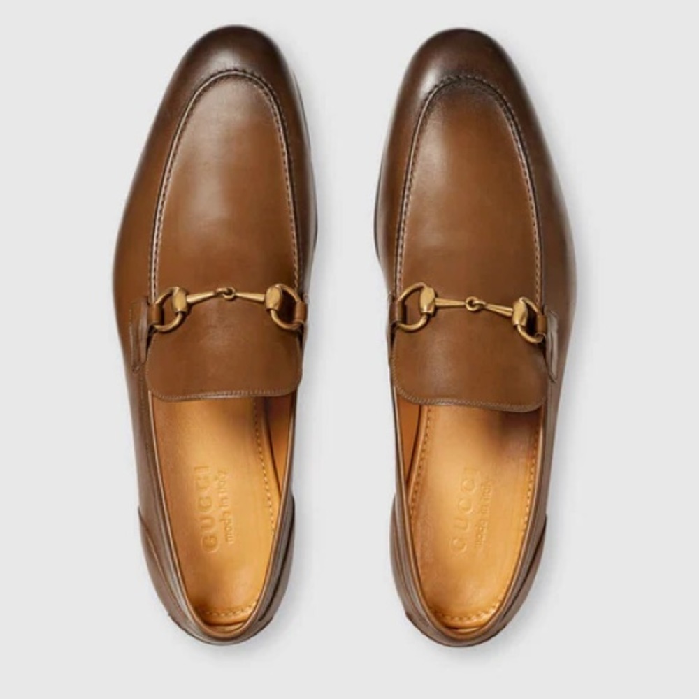 Classic Gucci Jordan Leather Loafers Brown